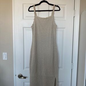 NWT Joie Knitted Crochet Midi Dress in Beige size Large